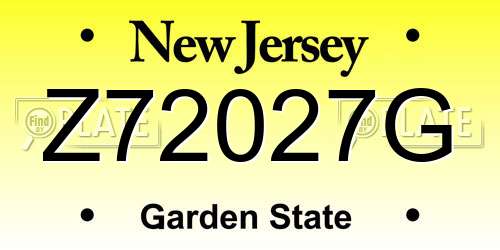 Z72027G New Jersey License Plate