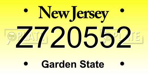 Z720552 New Jersey License Plate