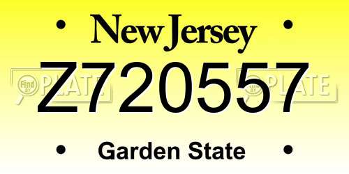 Z720557 New Jersey License Plate