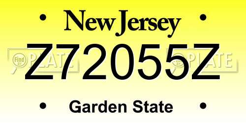 Z72055Z New Jersey License Plate