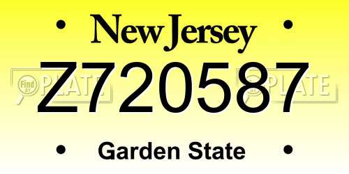 Z720587 New Jersey License Plate