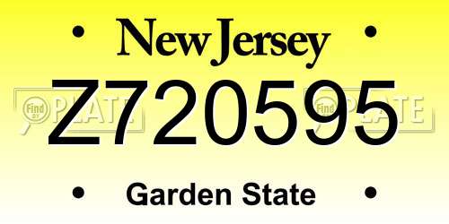 Z720595 New Jersey License Plate