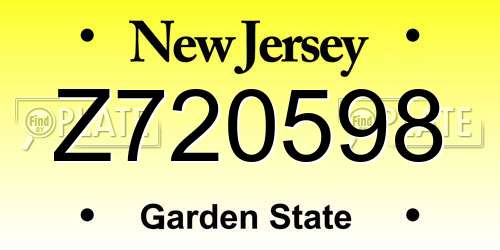 Z720598 New Jersey License Plate