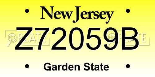 Z72059B New Jersey License Plate