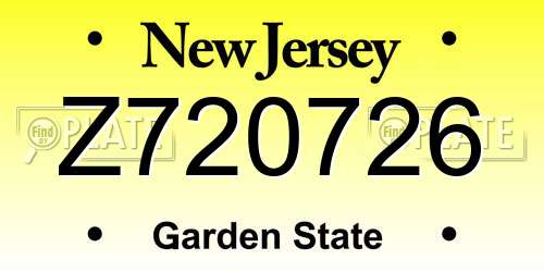 Z720726 New Jersey License Plate