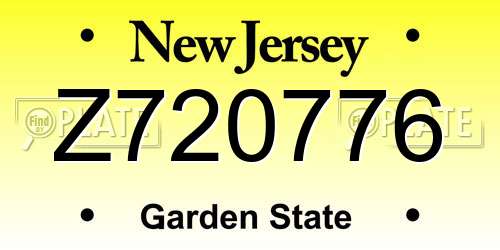 Z720776 New Jersey License Plate