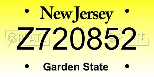 Z720852 New Jersey License Plate