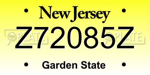 Z72085Z New Jersey License Plate