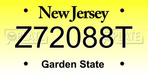 Z72088T New Jersey License Plate