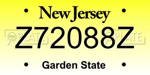 Z72088Z New Jersey License Plate