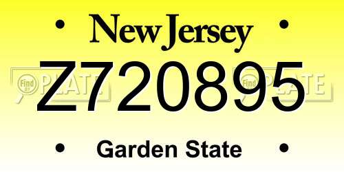 Z720895 New Jersey License Plate