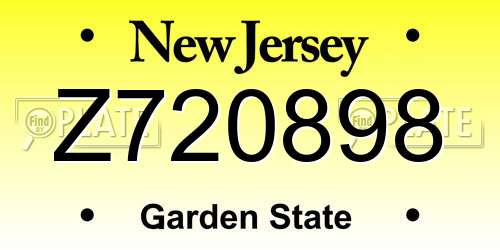 Z720898 New Jersey License Plate