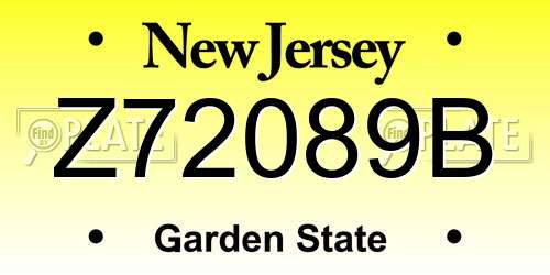 Z72089B New Jersey License Plate