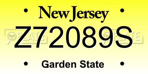 Z72089S New Jersey License Plate