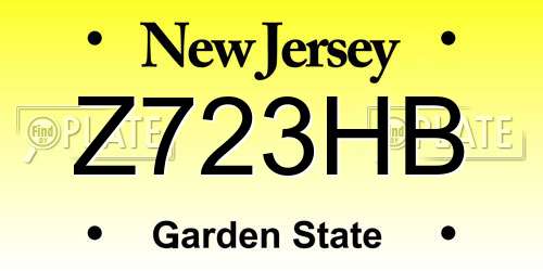 Z723HB New Jersey License Plate