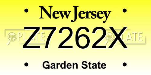 Z7262X New Jersey License Plate