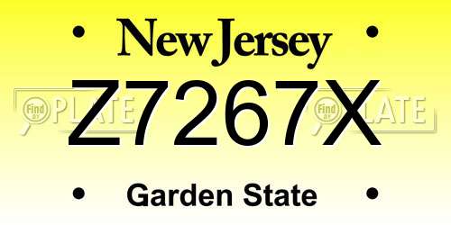 Z7267X New Jersey License Plate