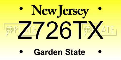 Z726TX New Jersey License Plate