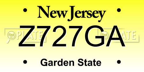 Z727GA New Jersey License Plate
