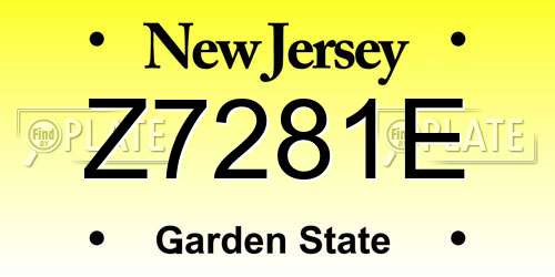 Z7281E New Jersey License Plate
