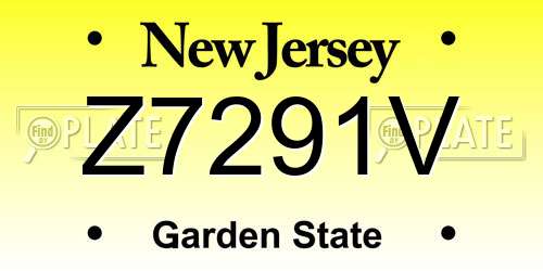 Z7291V New Jersey License Plate