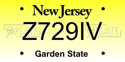 Z729IV New Jersey License Plate