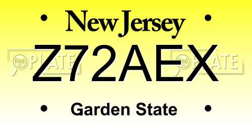 Z72AEX New Jersey License Plate