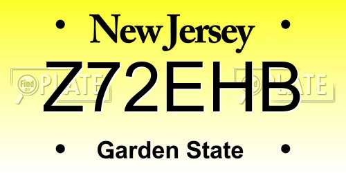 Z72EHB New Jersey License Plate