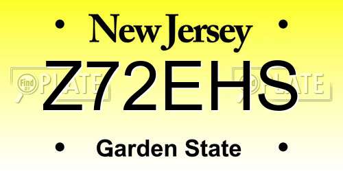 Z72EHS New Jersey License Plate