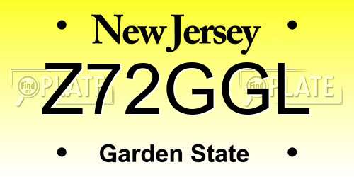Z72GGL New Jersey License Plate
