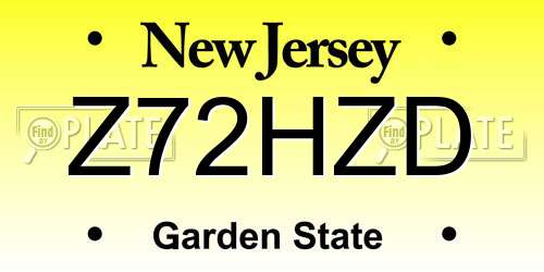 Z72HZD New Jersey License Plate