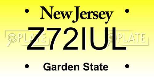 Z72IUL New Jersey License Plate