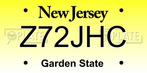 Z72JHC New Jersey License Plate