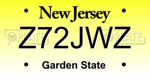 Z72JWZ New Jersey License Plate