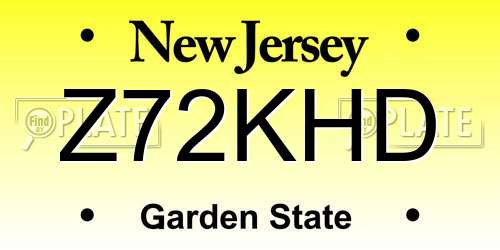 Z72KHD New Jersey License Plate