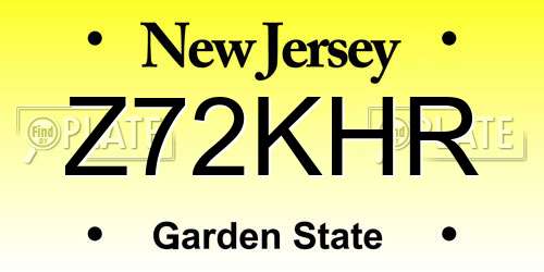 Z72KHR New Jersey License Plate