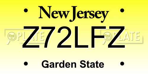 Z72LFZ New Jersey License Plate