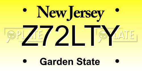 Z72LTY New Jersey License Plate