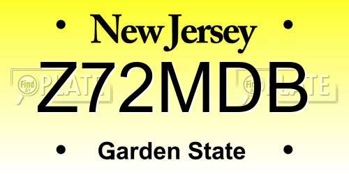 Z72MDB New Jersey License Plate