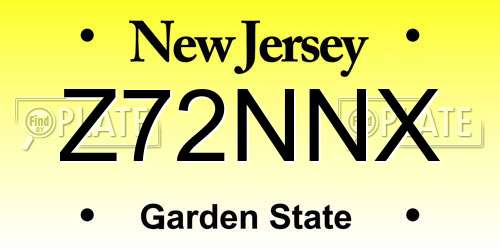 Z72NNX New Jersey License Plate