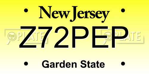 Z72PEP New Jersey License Plate