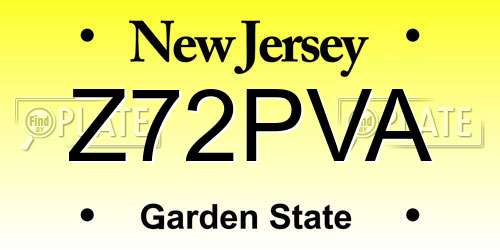 Z72PVA New Jersey License Plate