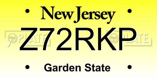 Z72RKP New Jersey License Plate