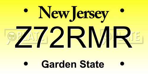 Z72RMR New Jersey License Plate