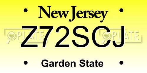 Z72SCJ New Jersey License Plate