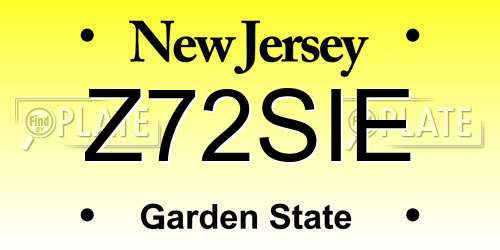 Z72SIE New Jersey License Plate