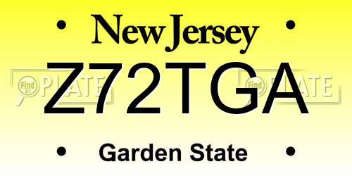Z72TGA New Jersey License Plate
