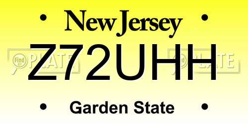 Z72UHH New Jersey License Plate