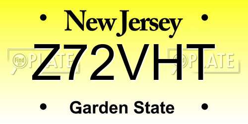 Z72VHT New Jersey License Plate