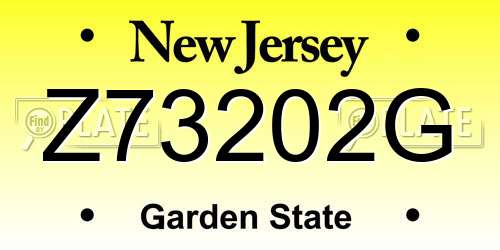 Z73202G New Jersey License Plate